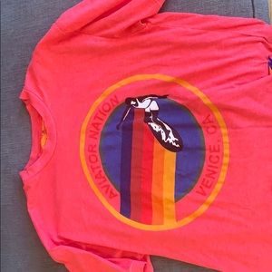 aviator nation signature boyfriend tee - neon red